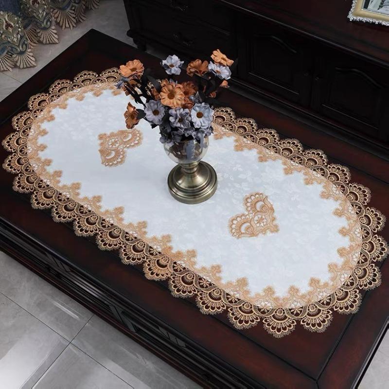 Beautiful Lace Table Cloth European Style Embroidery Pattern Lace Decorative Table Cloth Table Ornament