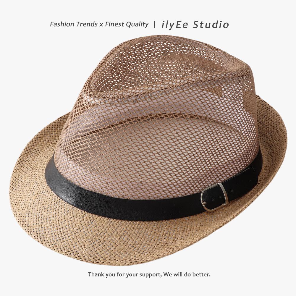 Men's Panama Straw Hat Summer New British Jazz Hat Women's Sunshade Sun Protection Beach Flat Top Hat