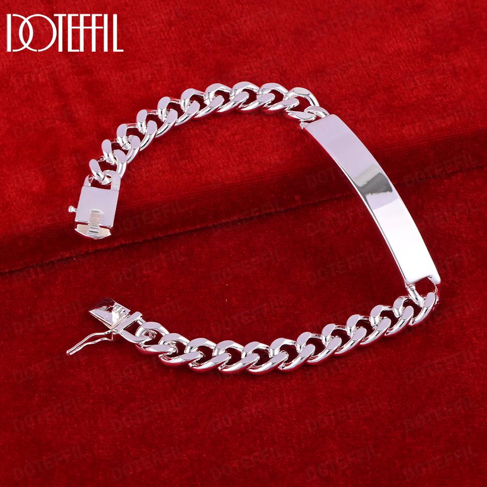 925 Sterling Silver 8mm Side Chain Bracelet Wedding Jewelry