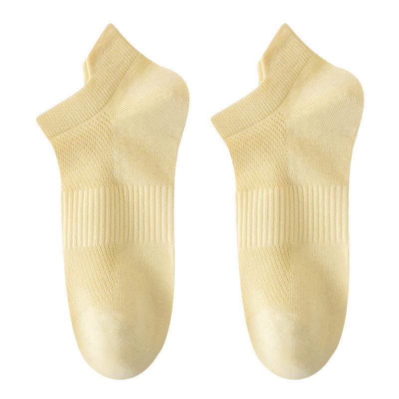 5 Pairs of Women's Spring and Summer Thin 7A Antibacterial Deodorant Mesh Sweet Cotton Short Boat Socks