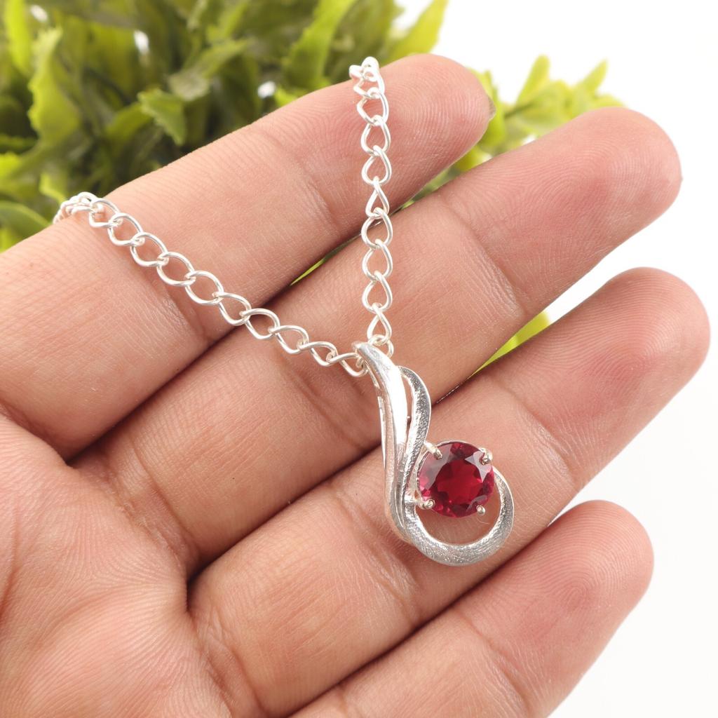 Natural Pink Rubellite Gemstone 925 Sterling Silver Jewelry Stylish Pendant 1" CP-24-6