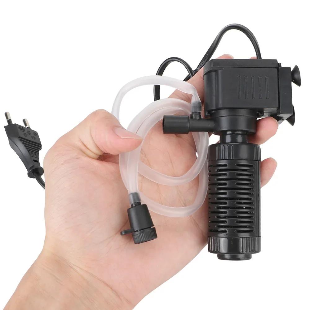 Mini Submersible Aquarium Filter Pump 200L/H, Quiet Oxygen Pump for Fresh/Saltwater Tanks, EU Plug & Easy Clean