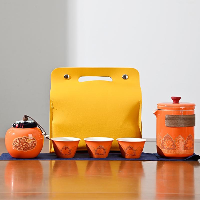 Cestovní Kung Fu čajová souprava Venkovní malá sada Keramický Kuaike šálek Jeden hrnec Tři šálky Suvenýr Obchodní Dávné rýmy Dárky