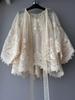 Top Élégant Blanc Cassé & Abricot Dentelle Assemblée - Style Français, Coupe Ajustée & Ample