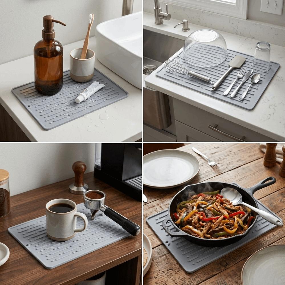 Soft Draining Mat Silicone Anti Scald Floor Mat Reusable Insulation Pad Cookware Placement S