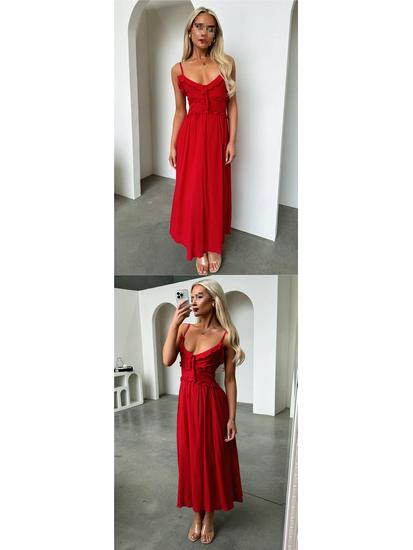 2026 European Spring/Summer Spaghetti Strap Ruffle Dress - Casual Loose Vacation Wear for Women