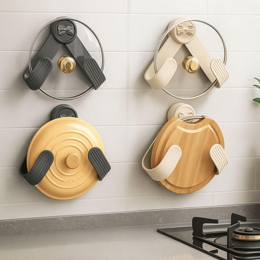 3Pcs Wall Mounted Pan Cover Storage Holder Punch Free Cutting Board Storage Rack  Kitchen