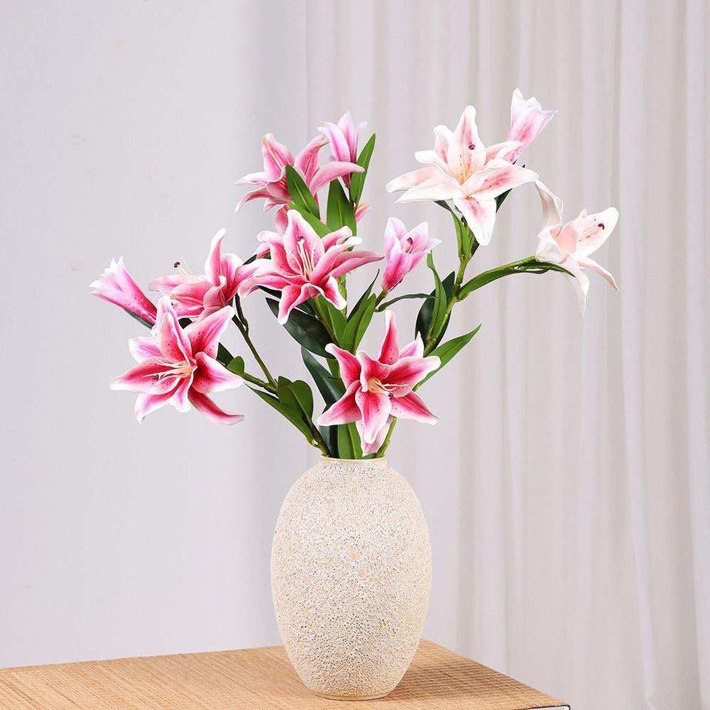 Multicolor Lily Artifiical Flowers Double Layers Simulation Flowers  Home Decoration