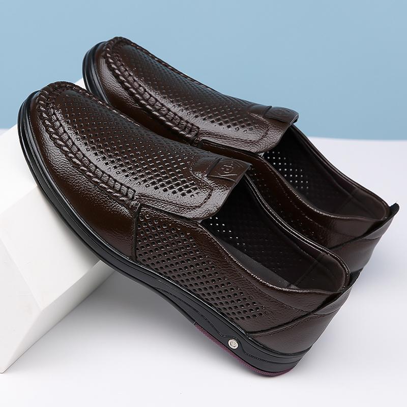 Newly Men's Summer Loafers Shoes Genuine Leather Soft Man Casual Slip-on Cutout Shoes Cowhide Summer Loafers