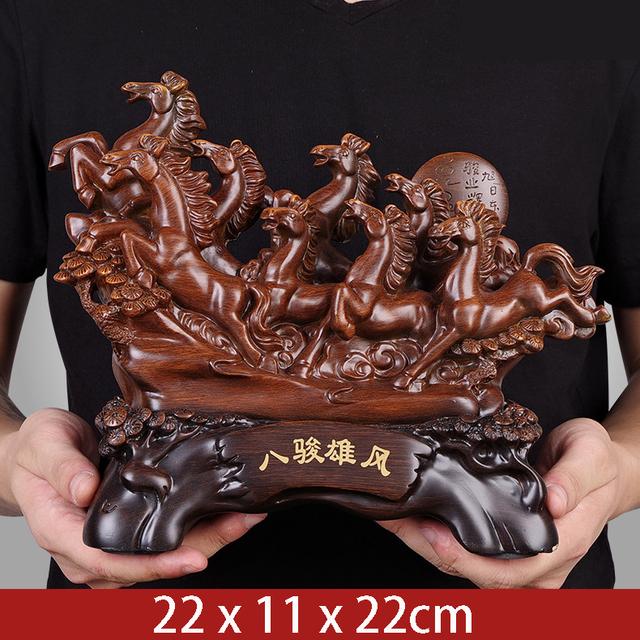 Creative Chinese Style Lucky Eight Horses Resin Auspicious Gifts Home Crafts Living Room Desk Ornaments Statue Opening Gifts