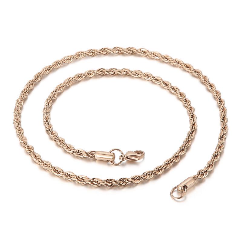 Spot Multi-Size Stainless Steel Twisted Rope Chain Necklace for Couples - Unisex Titanium Steel Design
