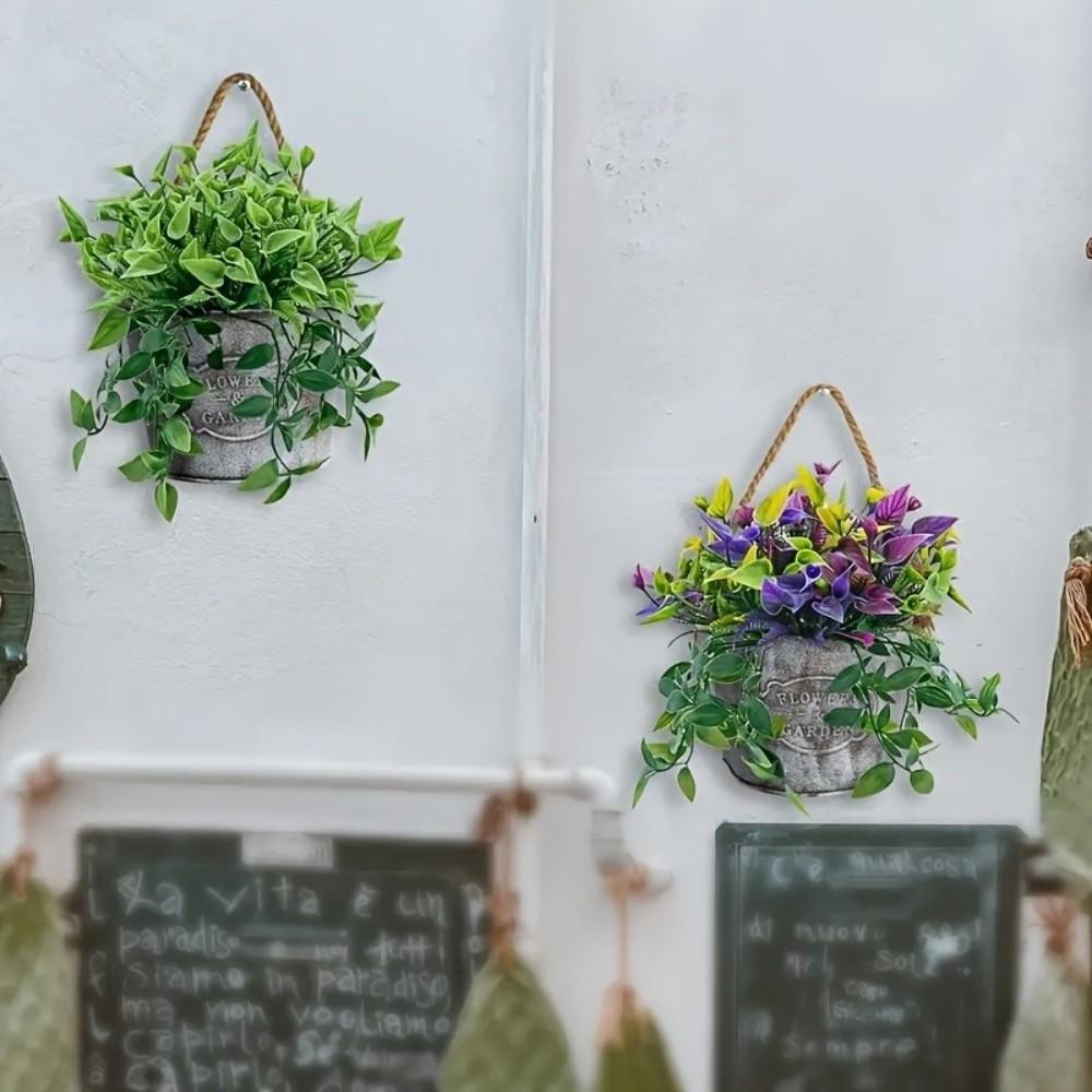 Country Style Wall Mounted Planter Semicircle Hanging Basket Metal Planter Flower Vase  Home Decor