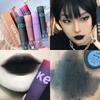 Gotischer Mattes Schwarzes Lippenstift Wasserdicht Langanhaltendes Mousse Lippen Schlamm Nude Braun Lippenstift Blau Punk Lippen Glanz Make-up Dunkelroter Lippen Tönung