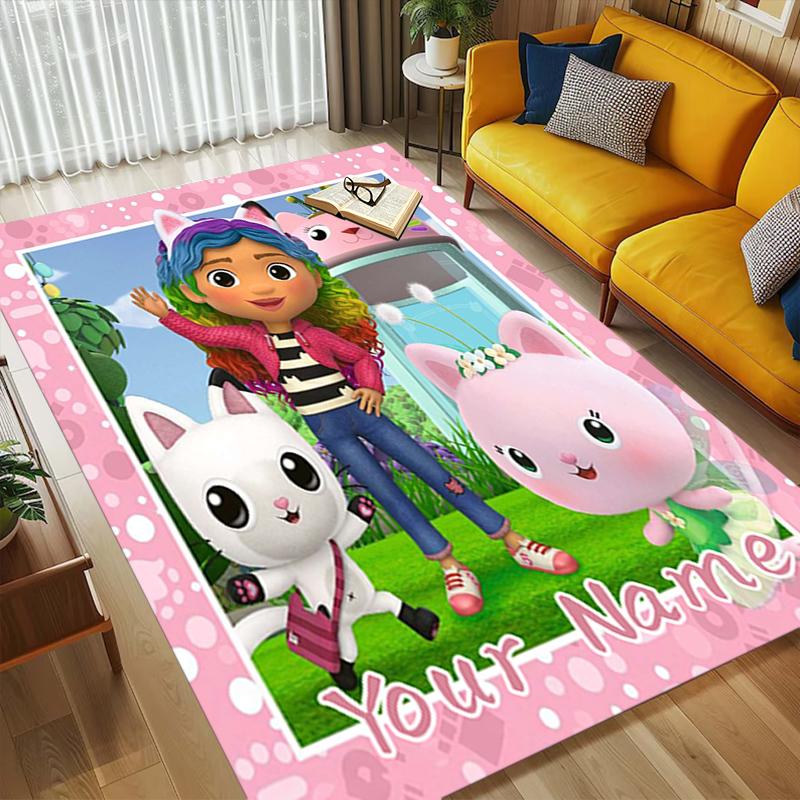 Custom Name Kitty Party Living Room Non-Slip Area Rug Soft Carpet for Bedroom Kids Playroom Sofa Office Home Decor Doormat