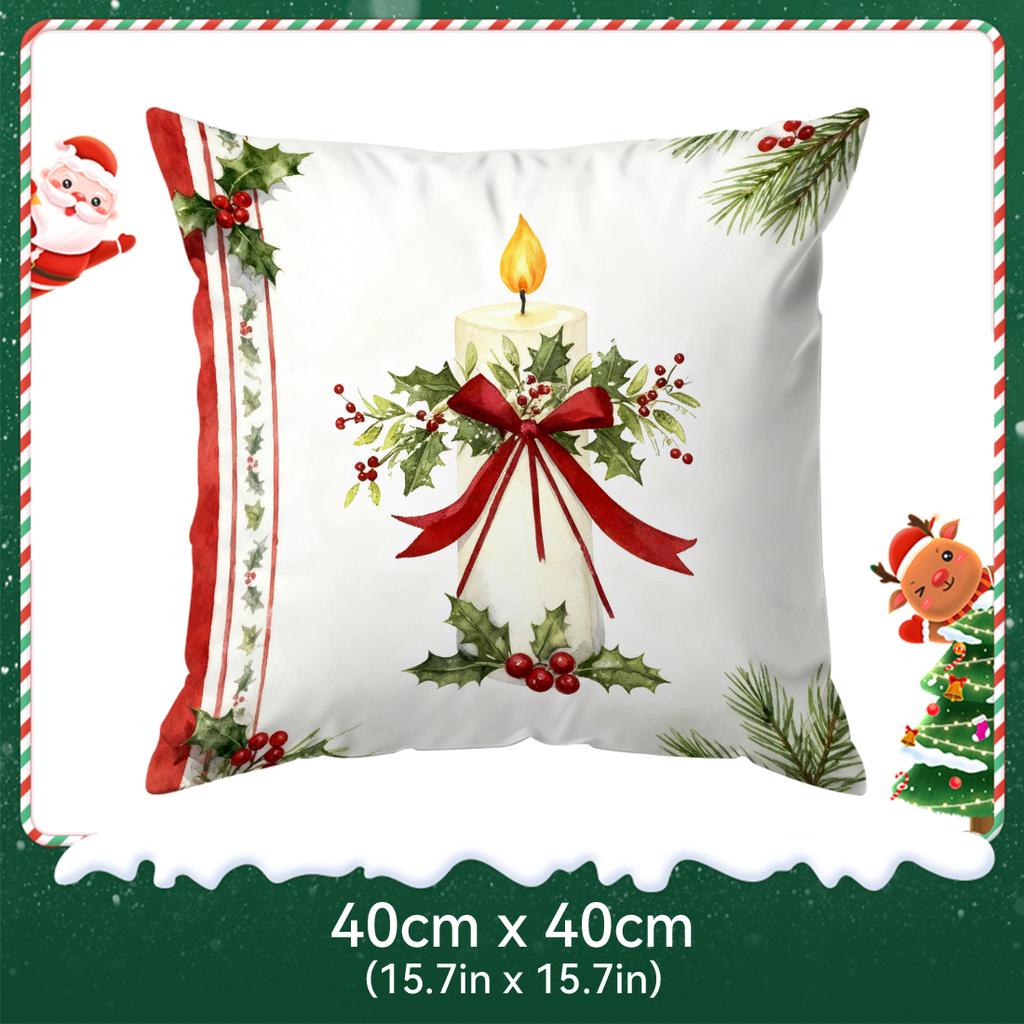 Holly Christmas Tree Cushions Pillowcase Polyester Cushion Cover Throw Pillow Pillowcover Home Car Sofa Decor