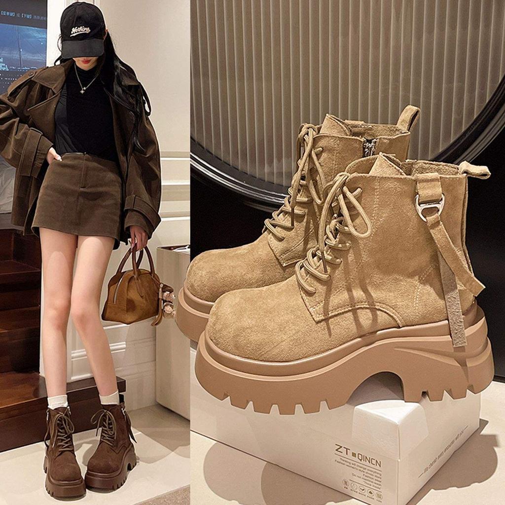 Thick-soled 7CM small Martin boots children's single boots 2025 autumn new short boots tooling locomotive boots