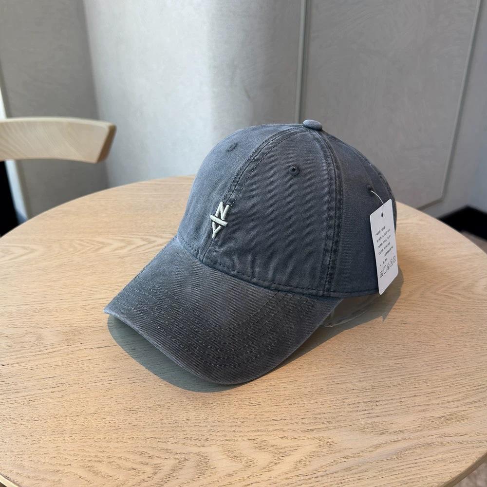 Navy blue embroidered letters NY baseball hat for men and women, four seasons, big head circumference, small sunshade cap, versatile
