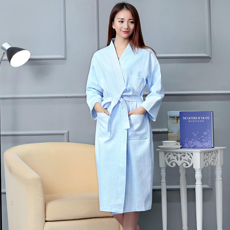 Hotel Cotton Waffle Weave Bathrobe With Embroidered Logo For Spa And Hospitality Use