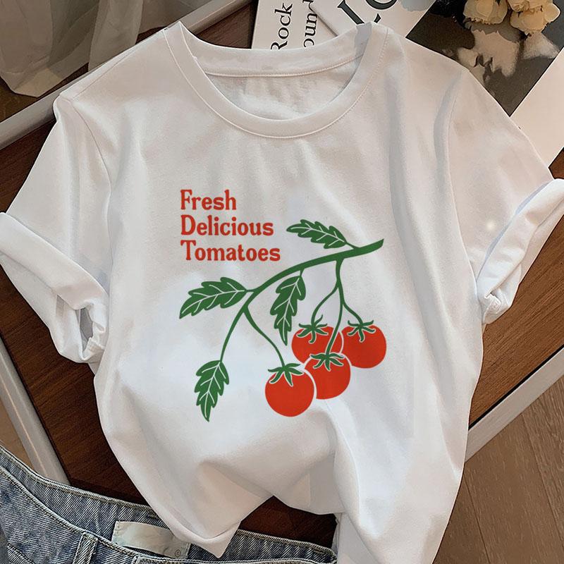 Tomato Girl Summer Tshirt Garden Farmers Market T Shirt Round Neck Short Sleeve Tomatoes Tee Casual Unisex Clothes