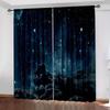 Galaxy Shining Stars Drapes Rod Pocket Outer Space Starry Sky Star Printed Drapes Window Drapes For Living Area Kitchen