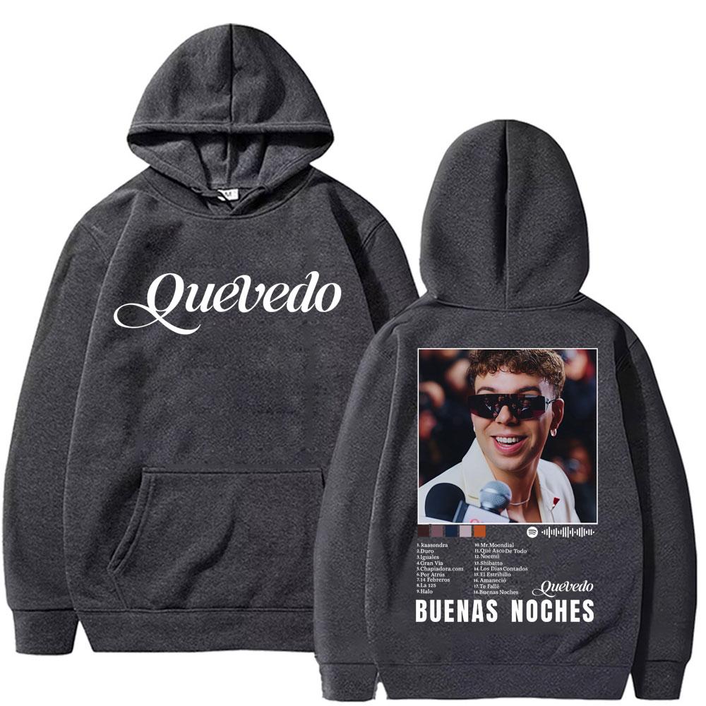 Rapper Quevedo Buenas Noches Sudadera con Capucha del Álbum Moda Masculina Sudadera de Forro Polar Casual Oversize Streetwear Regalos