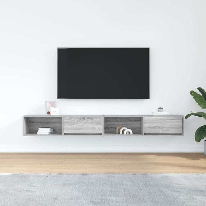 VidaXL TV Furniture 2 Pcs Sonoma Grey 100x31x25.5 Cm Engineered Wood, TV Stand, Hi-fi Cabinet, Entertainment Center, Sideboard 861483