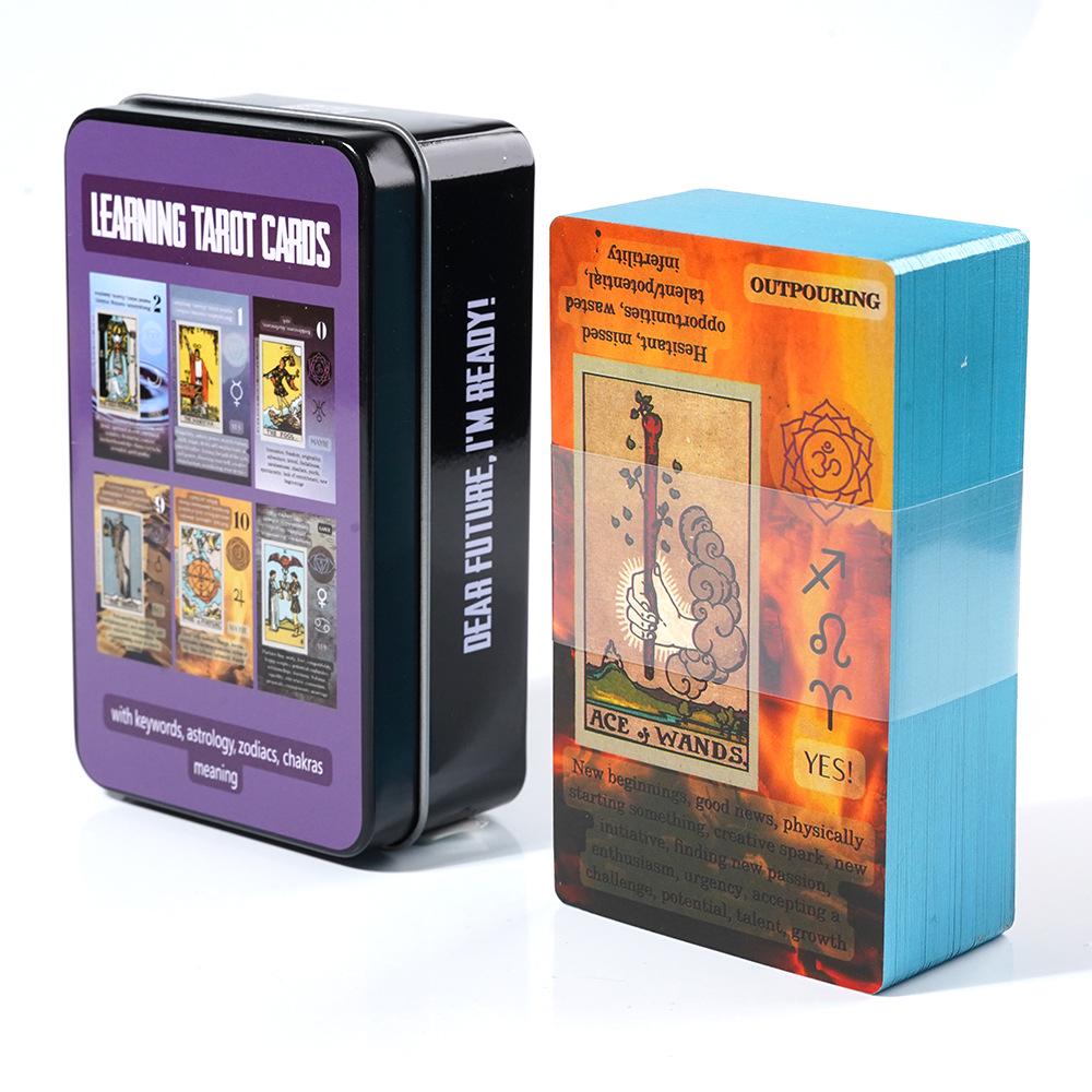 Gold Stamped Tarot Cards in Tin Box - Premium Learning Set