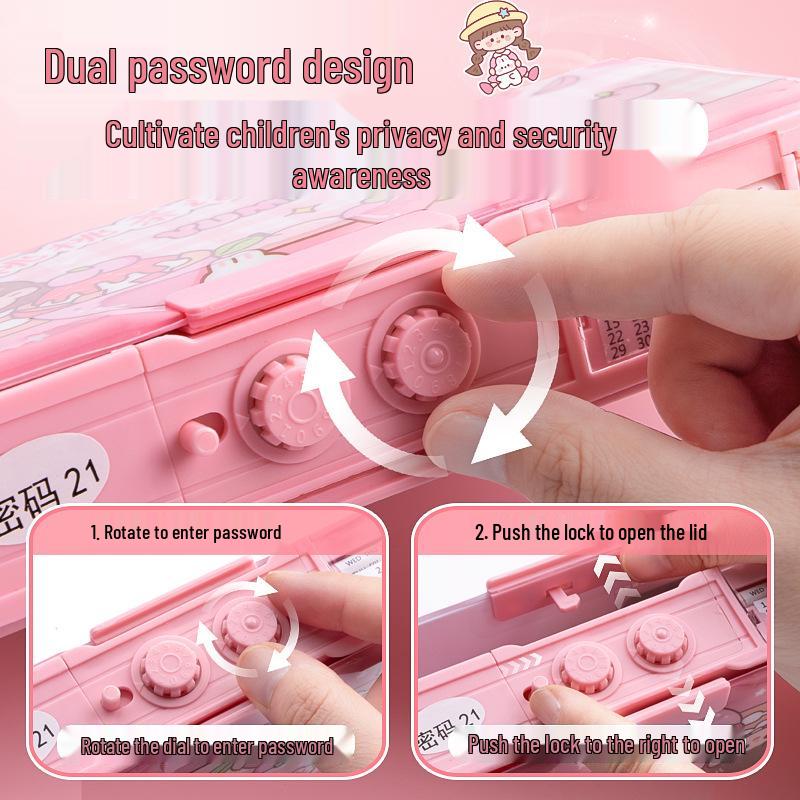 Doppelschichtiges Federmäppchen mit großem Fassungsvermögen und Zahlenschloss für Schüler