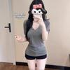 Lazy Wind Loose and Thin V-neck Short-sleeved T-shirt Women's New Bat Sleeve Meat-covering Fashion Temperament Versatile Top
