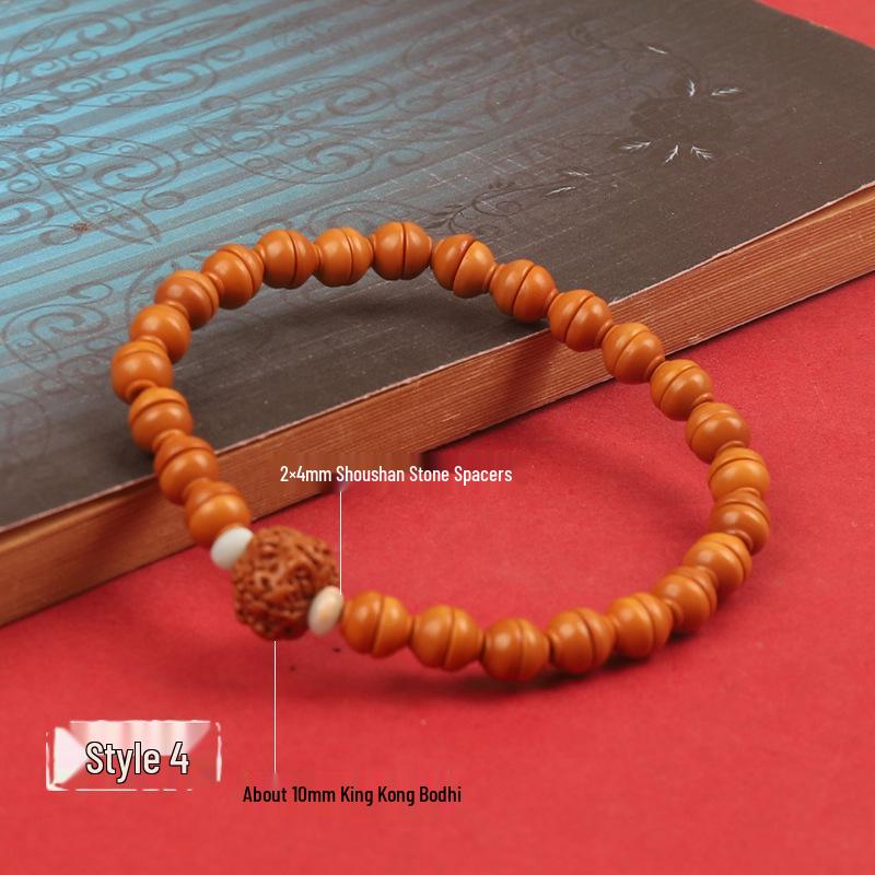 Handgefertigtes Olivenkern Wenwan Dzi Perlenarmband - Einzelreihe Unisex Buddhistisches Design