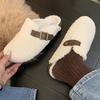 Mode Mode Schnallenriemen Damen Pantoletten Pelz Hausschuhe 2024 Winter Warm Damen Flach mit Pelzschuhen Lässig Outdoor Indoor Weibliche Pantoletten