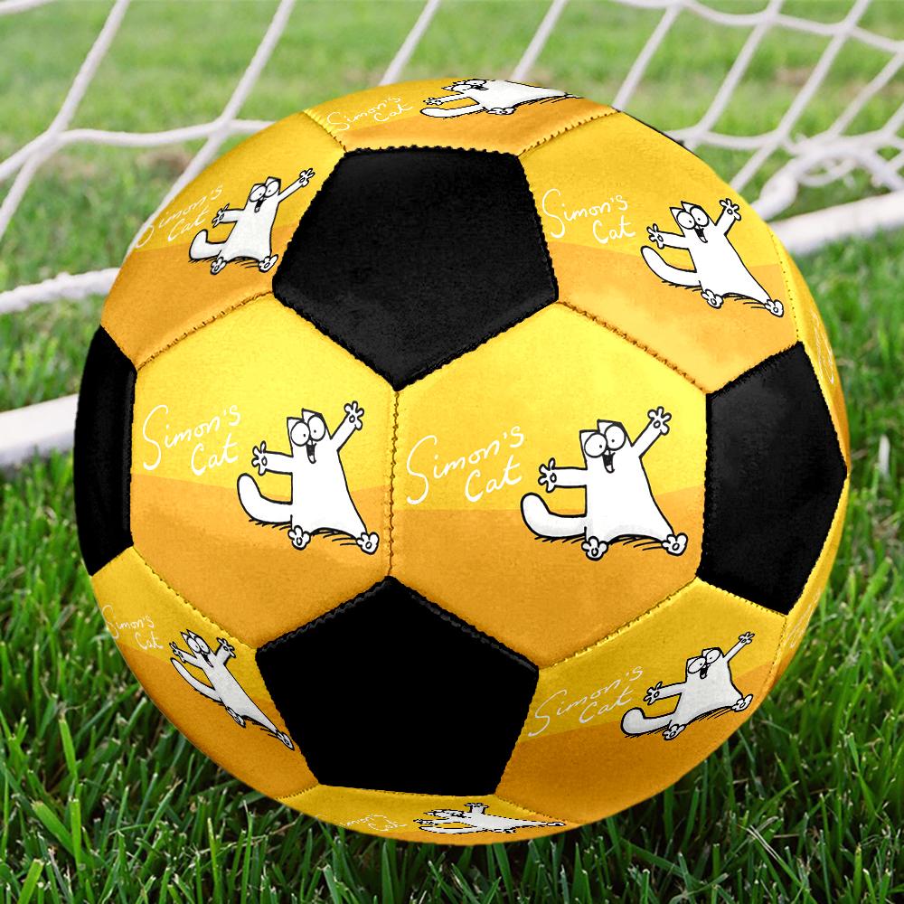 Simon's Cat Cute Cartoon Indoor Soccer Ball Colorful Machine Stitched PVC Size 5 Team Training Competition Ready Durable High-Bounce Cool Sports Gift