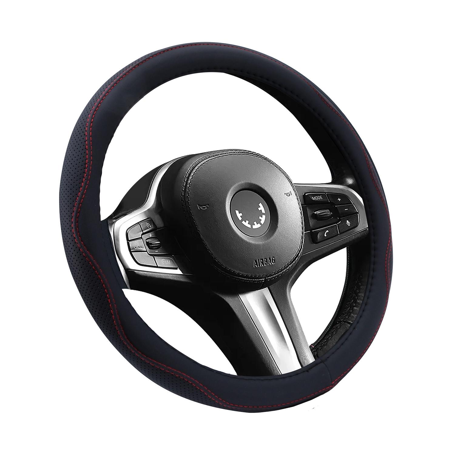 

Patterned and Color-Accented Synthetic Leather Slip-On Steering Wheel Cover