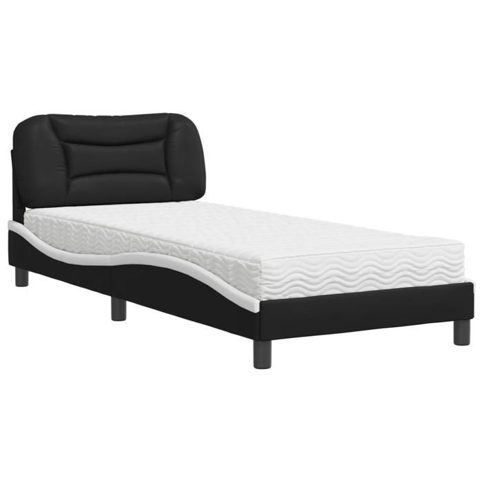 VidaXL Lit avec matelas noir et blanc 80x200 cm similicuir 3208687