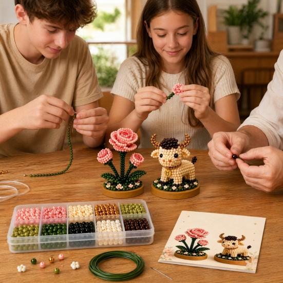 12 Zodiac Signs Bead Craft Kit DIY Beaded Garden Kit 3D Beaded Astrology
