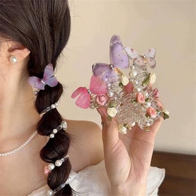 Deluxe 2024 Vlinder Haar Elastiekjes: Elegante gevlochten feeënkoordaccessoire voor dames