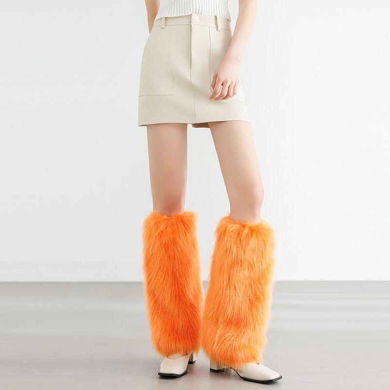 Couvre-bottes en fausse fourrure, couvre-chaussettes courts, couvre-jambes en peluche d'automne et d'hiver, couvre-chaussures longs polyvalents en fourrure de renard, couvre-jambes