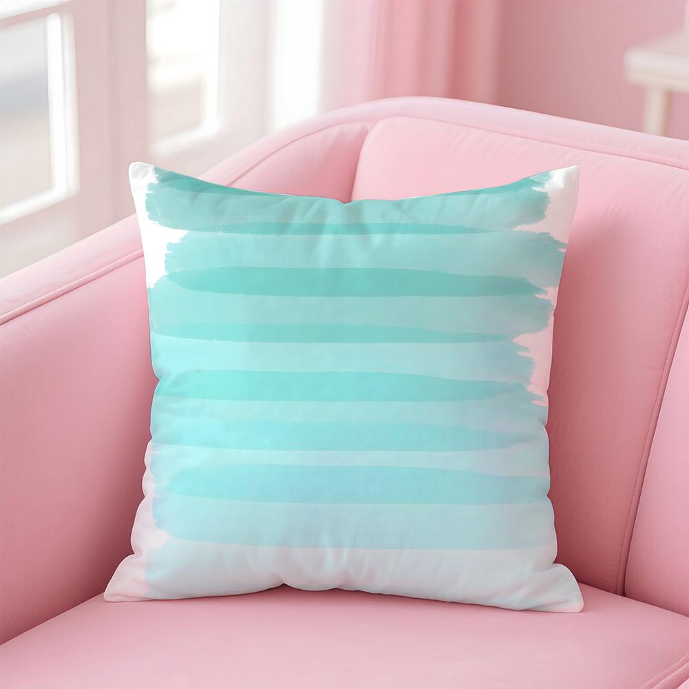 Blue Green Ocean Print Pattern Cushion Cover Pillow Case Soft Skin Friendly Fabric  Concealed Zipper
