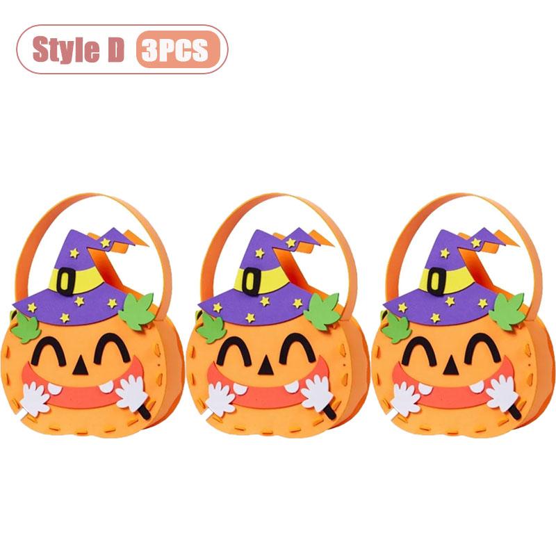 1-10PCS Children Halloween Felt Pumpkin Candy Bag Hand Carry Trick or Treat Gift Tote Party Favor Goodie Sack Cute