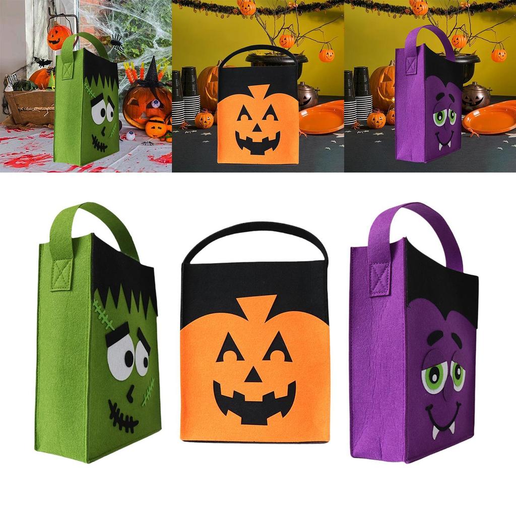 Halloween Trick or Treat Bag Felt Tote Bag Reusable Portable Gift Bag for Kids