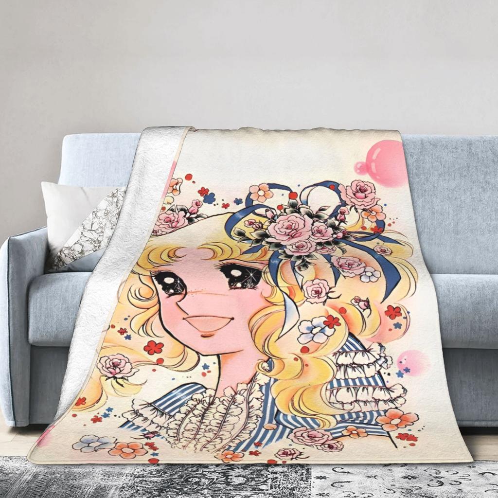 Candy Candy Cartoon Anime Blanket Flannel  Super Warm Throw Blanket for Outdoor Travel Bedspread