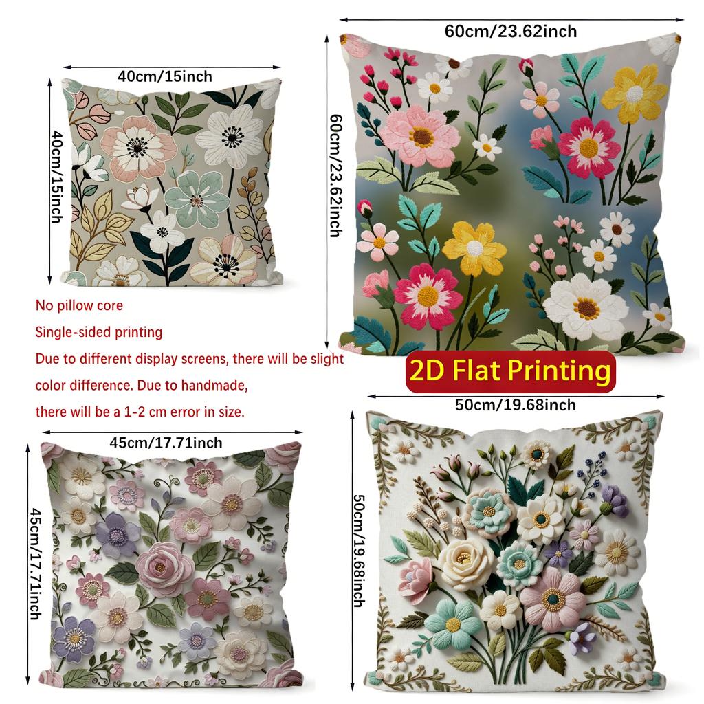 2D Boho Vintage Floral Throw Pillow Cases** Pattern Cushion Cover Suitable For Sofa Bedroom Car Pillow Cover