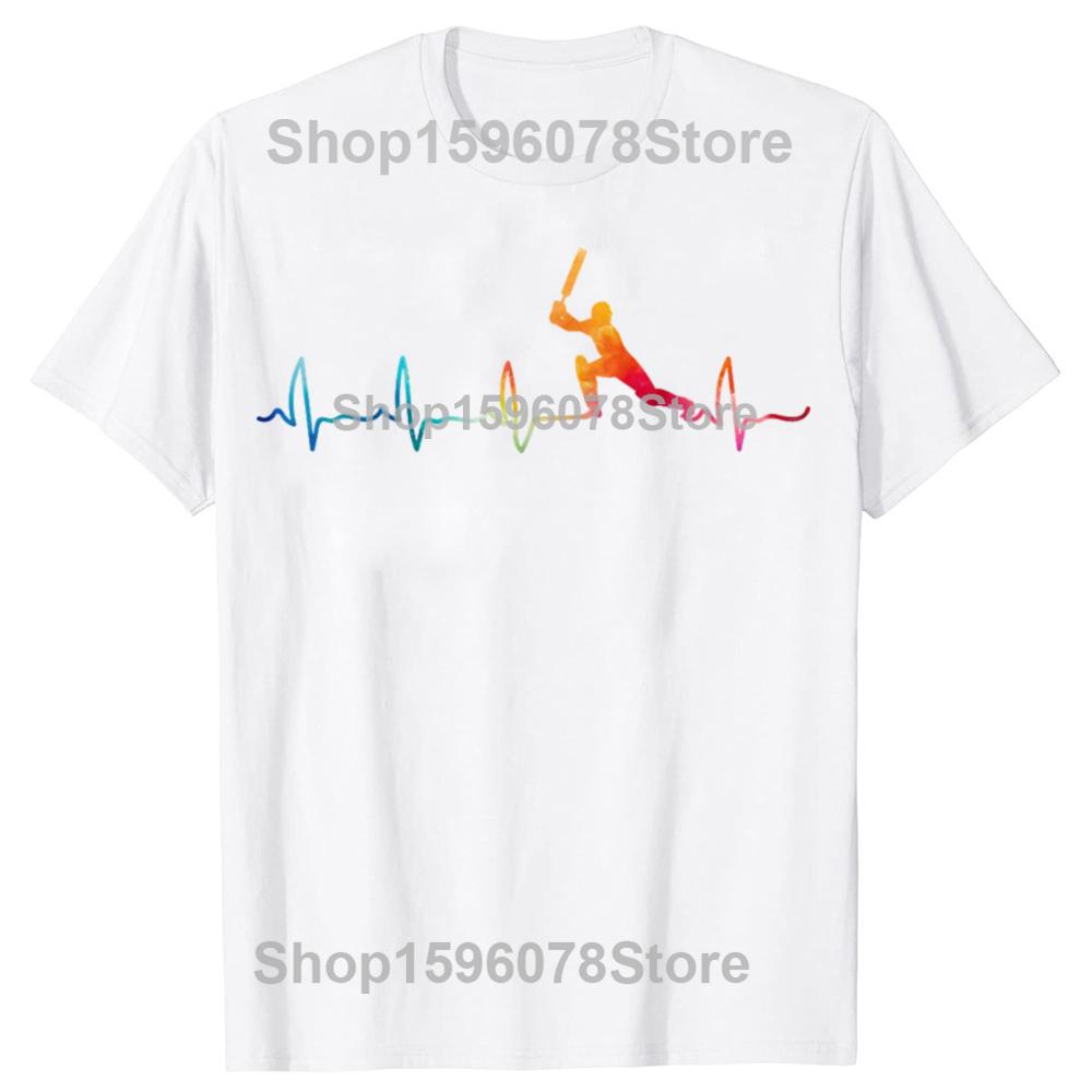 Cricket Player Heartbeat Game Lover Youth Men Boys Kids T-Shirt Unisex Summer Streetwear Tops Mens Clothing Camiseta Hombre