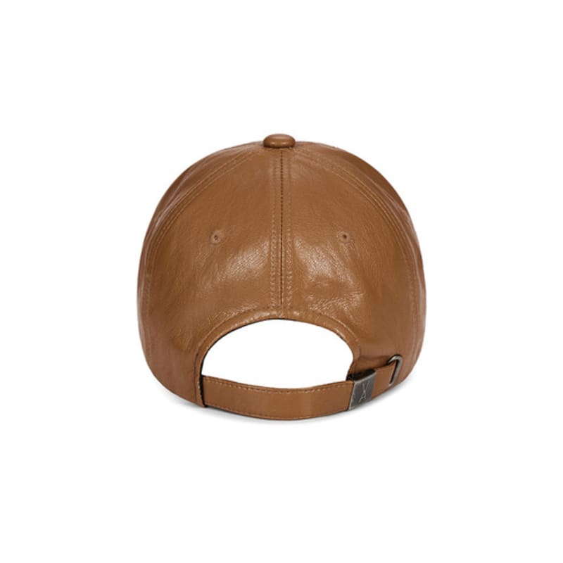 VARZAR VA Cubic Stud Vegan Leather Ball Cap Camel
