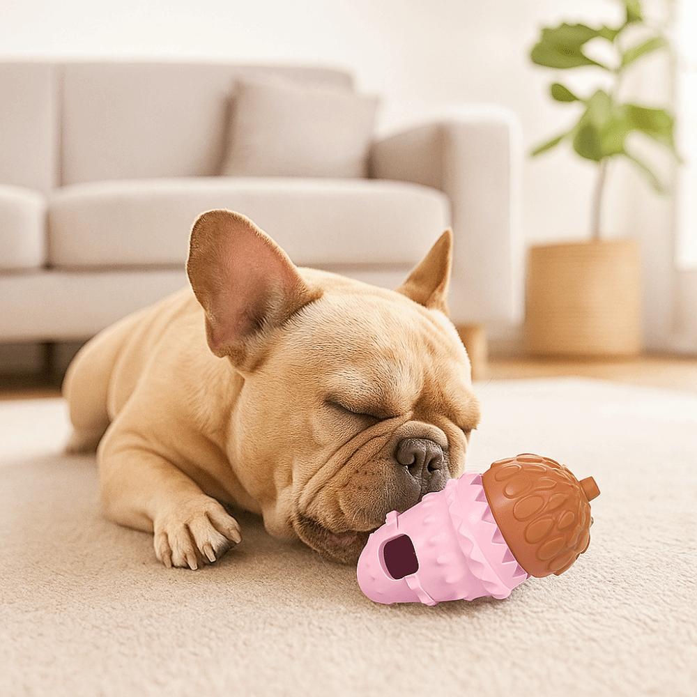 Food Dispensing Bite Resistant Pet Leakage Food Pinecone Shape TRP Dog Chew Balls Durable Interactive Dog Relieve Boredom