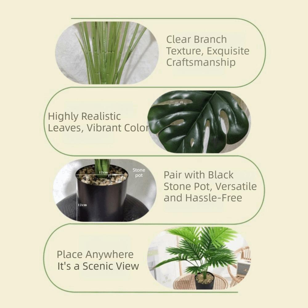 23 Leaves Artificial Ficus Tree Green Plastic Large Artificial Ficus Office Decor