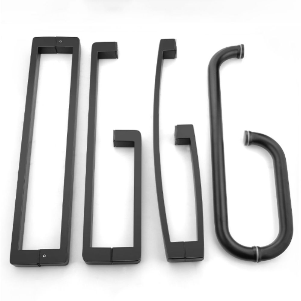 304 Stainless Steel Shower Room Handle Thickened Design Bright Black Finish Glass Door Handle Copper Core High-End Atmosphere
