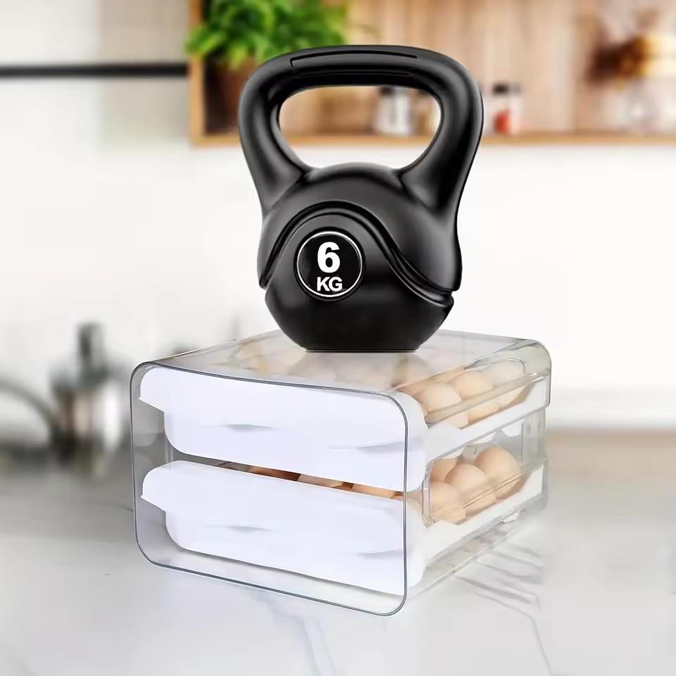 Household Refrigerator Drawer Style Egg Boxes Food Grade Preservation Organization Plastic Kitchen Egg Double-Layer Storage Box