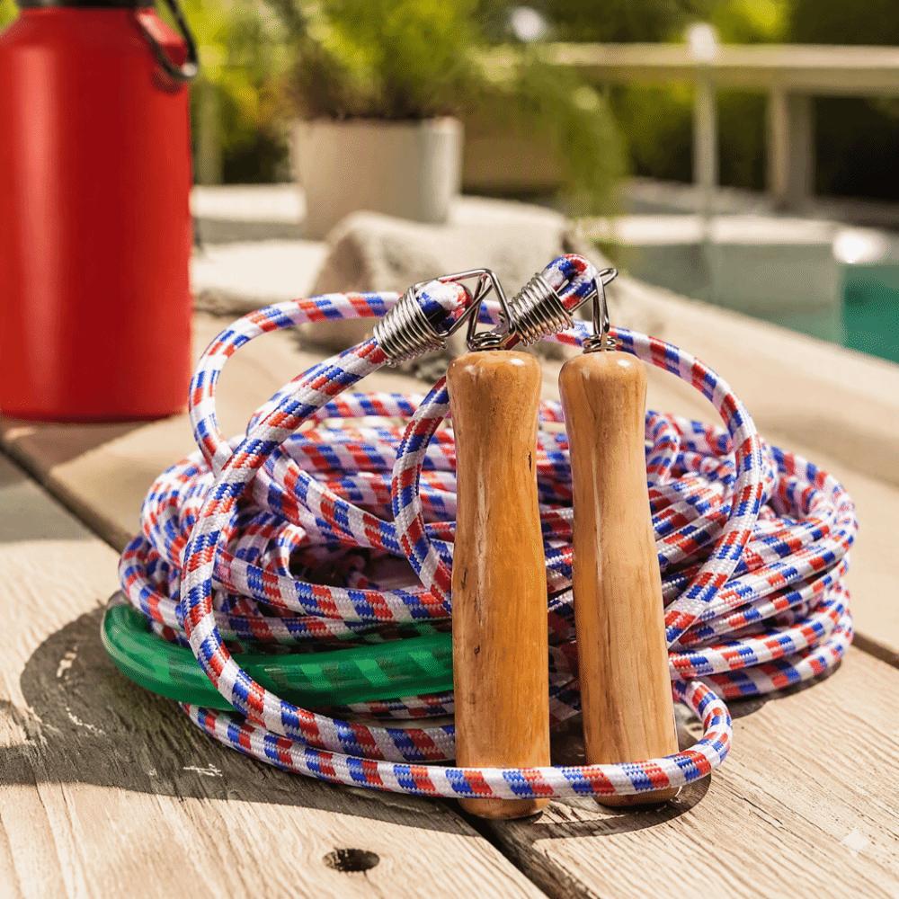 Wooden Handle Long Jump Rope 32.8ft Length Long Skipping Rope Multiplayer Jumping Rope Party Game