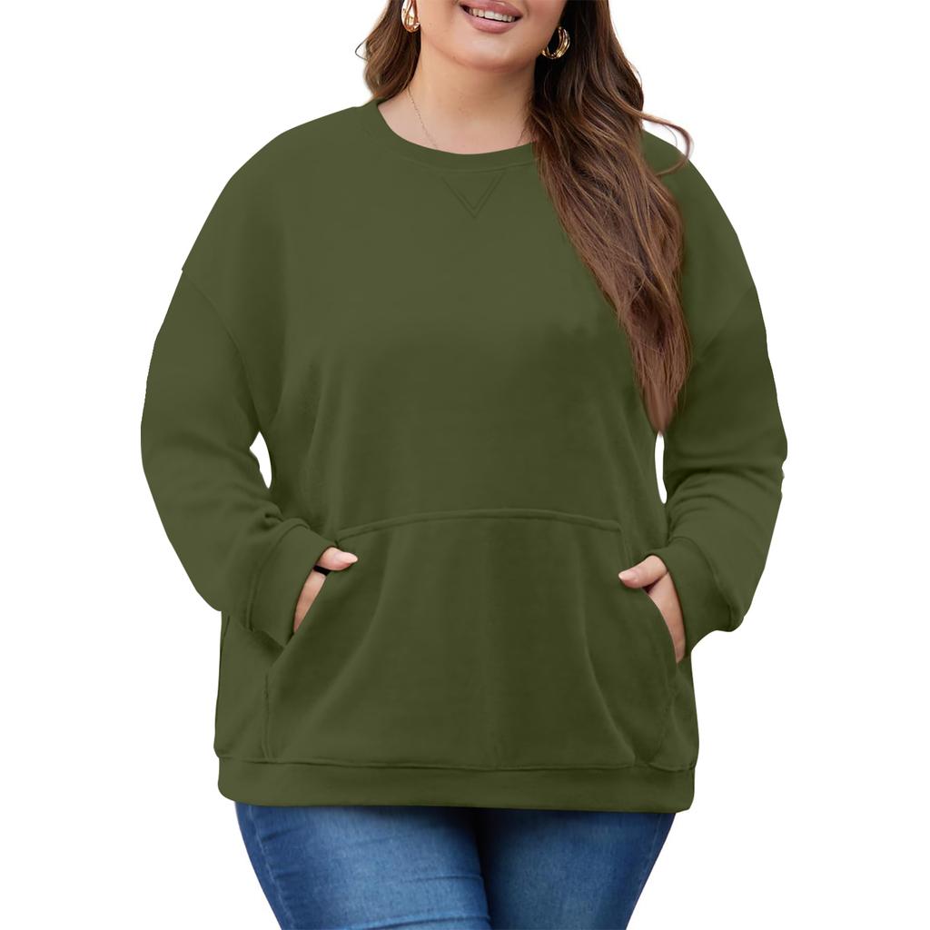 Plus Size Sweatshirt For  Women Oversized Crewneck Long Sleeve Pullover Tops
